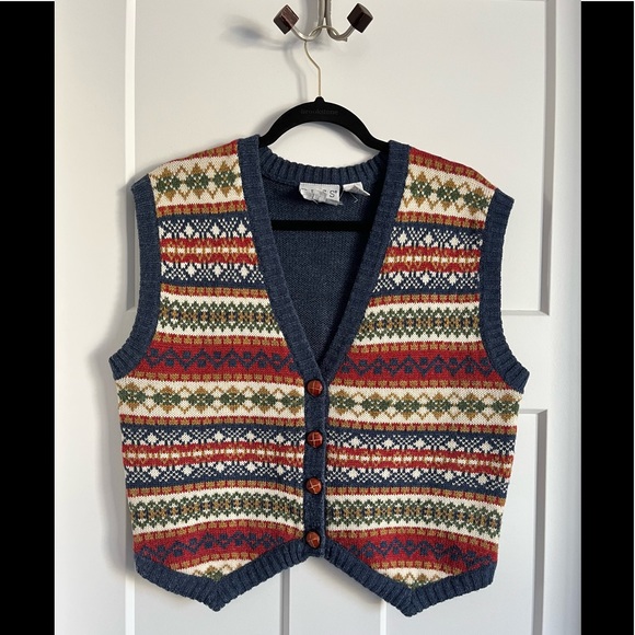 Vintage Sweaters - Vintage Multicolored Sweater Vest Size Medium